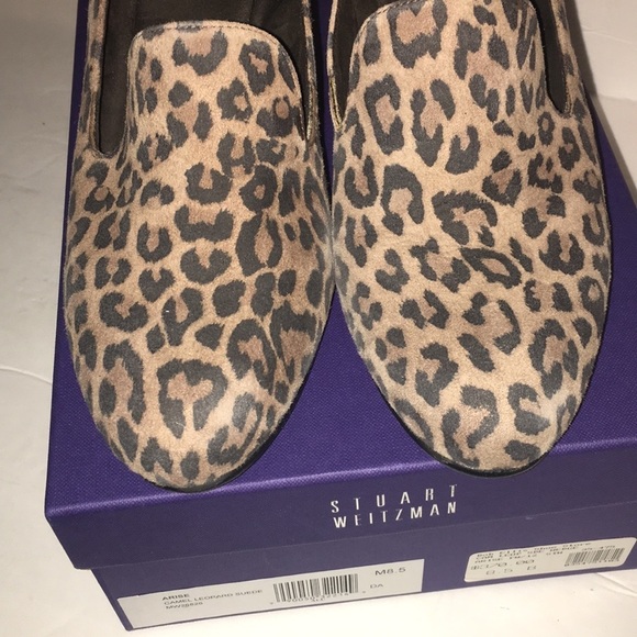IOB Stuart Weitzman Arise Camel Leopard Suede Wedge - Picture 4 of 6